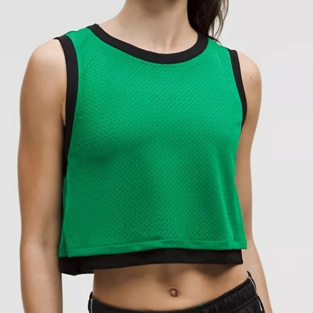 Lululemon Double Layered Mesh Reversible Tank Top Black Green XL - Picture 2 of 11